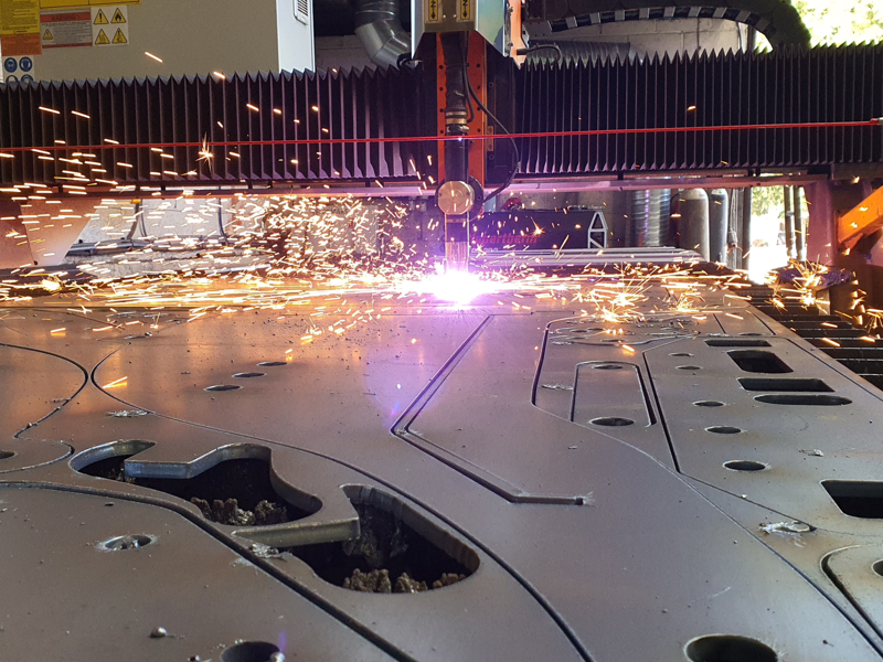 CNC plasma machine cutting mild steel